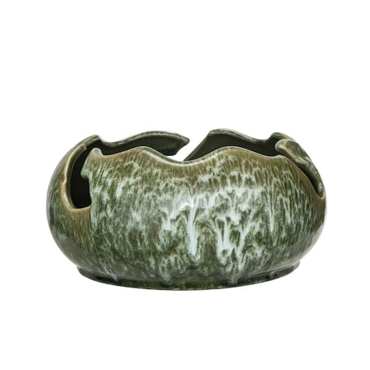 Hello Honey® 10" Green Stoneware Organic Shaped Bowl